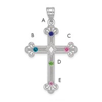 Sterling Silver Rh-plt Crystal Family Cross Pendant view 1