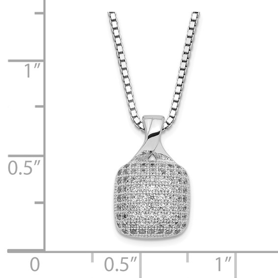 Sterling Silver Brilliant Embers Pave CZ Square Necklace