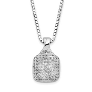 Sterling Silver Brilliant Embers Pave CZ Square Necklace