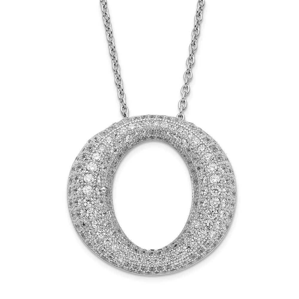 Sterling Silver & CZ Brilliant Embers Circle Necklace