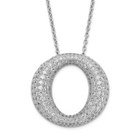 Sterling Silver & CZ Brilliant Embers Circle Necklace view 1