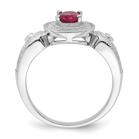 Brilliant Embers Sterling Silver Rhodium-plated 57 Stone Micro Pavé White and Red CZ Ring