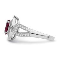 Brilliant Embers Sterling Silver Rhodium-plated 57 Stone Micro Pavé White and Red CZ Ring view 3