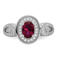 Brilliant Embers Sterling Silver Rhodium-plated 57 Stone Micro Pavé White and Red CZ Ring view 4