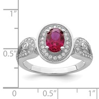 Brilliant Embers Sterling Silver Rhodium-plated 57 Stone Micro Pavé White and Red CZ Ring view 5
