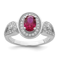 Brilliant Embers Sterling Silver Rhodium-plated 57 Stone Micro Pavé White and Red CZ Ring view 1
