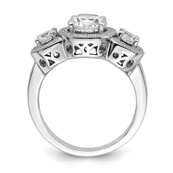 Brilliant Embers Sterling Silver Rhodium-plated 50 Stone Micro Pavé CZ Ring