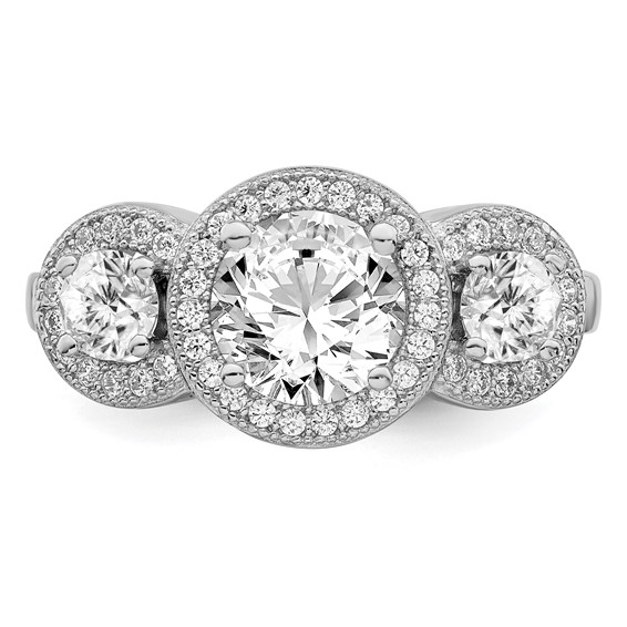 Brilliant Embers Sterling Silver Rhodium-plated 50 Stone Micro Pavé CZ Ring