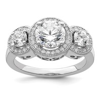 Brilliant Embers Sterling Silver Rhodium-plated 50 Stone Micro Pavé CZ Ring view 1
