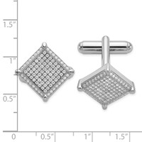 Brilliant Embers Sterling Silver Rhodium-plated 192 Stone Micro Pavé CZ Cufflinks view 2