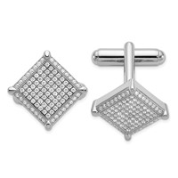 Brilliant Embers Sterling Silver Rhodium-plated 192 Stone Micro Pavé CZ Cufflinks view 1