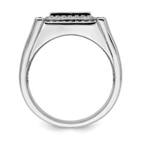 Brilliant Embers Sterling Silver Rhodium-plated 109 Stone Micro Pavé CZ Men's Ring view 2