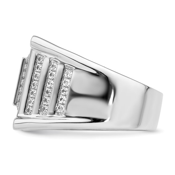 Brilliant Embers Sterling Silver Rhodium-plated 109 Stone Micro Pavé CZ Men's Ring