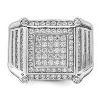 Brilliant Embers Sterling Silver Rhodium-plated 109 Stone Micro Pavé CZ Men's Ring view 5