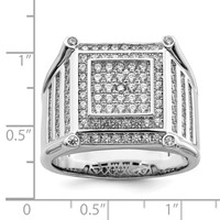 Brilliant Embers Sterling Silver Rhodium-plated 109 Stone Micro Pavé CZ Men's Ring view 4