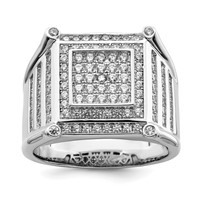 Brilliant Embers Sterling Silver Rhodium-plated 109 Stone Micro Pavé CZ Men's Ring view 1