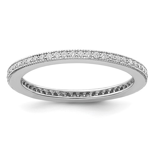 Brilliant Embers Sterling Silver Rhodium-plated 60 Stone Micro Pavé CZ Ring
