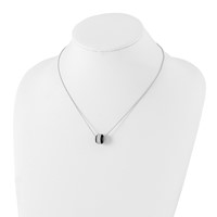 True Fire Sterling Silver Black Enamel & CZ Bead Necklace view 3