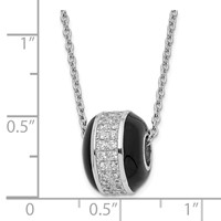 True Fire Sterling Silver Black Enamel & CZ Bead Necklace view 2