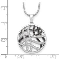 Brilliant Embers Sterling Silver Rhodium-plated 118 Stone Micro Pavé Black and White CZ Necklace with 2 Inch Extender, 18" view 3