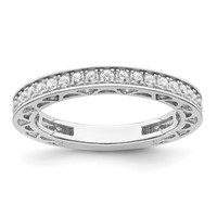 Brilliant Embers Sterling Silver Rhodium-plated 59 Stone Micro Pavé CZ Ring view 1