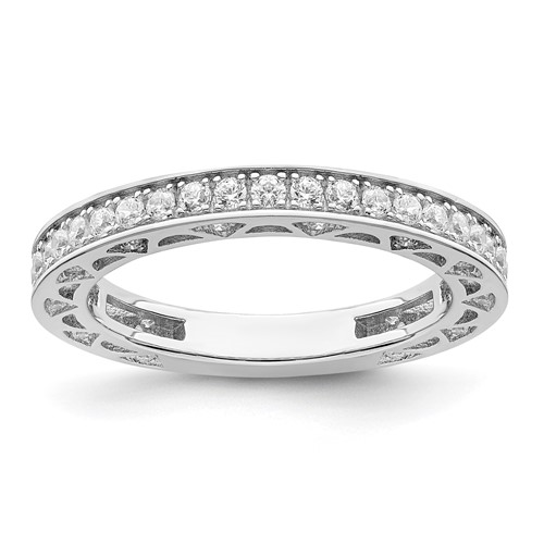 Brilliant Embers Sterling Silver Rhodium-plated 59 Stone Micro Pavé CZ Ring