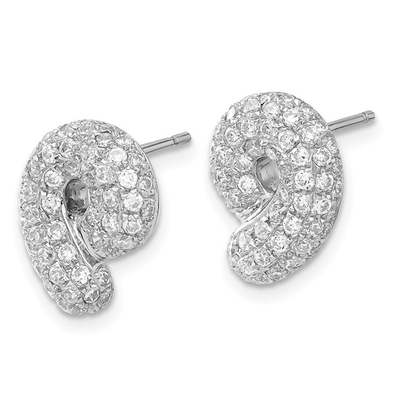 Brilliant Embers Sterling Silver CZ Swirl Post Earrings