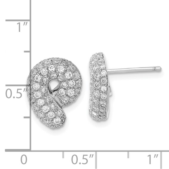 Brilliant Embers Sterling Silver CZ Swirl Post Earrings