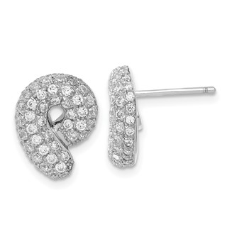 Brilliant Embers Sterling Silver CZ Swirl Post Earrings