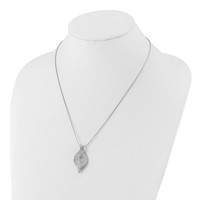 Sterling Silver Polished CZ Necklace with Ext, 2" view 2
