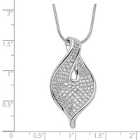 Sterling Silver Polished CZ Necklace with Ext, 2" view 3