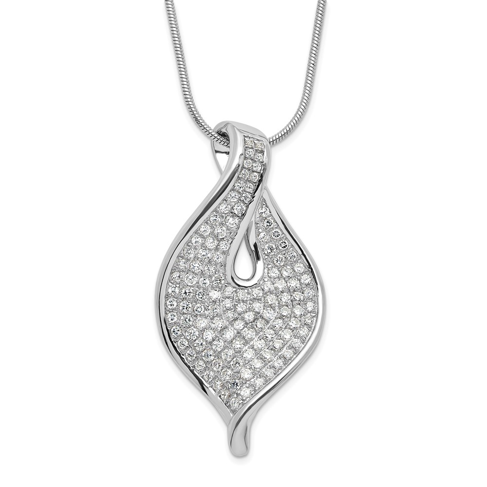 Sterling Silver Polished CZ Necklace with Ext, 2"
