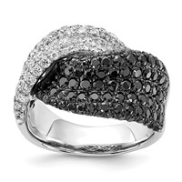 Sterling Silver Black & Clear CZ Ring view 1