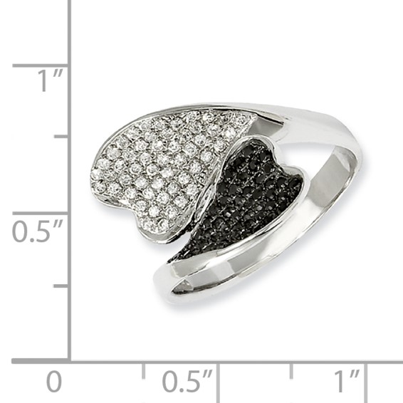 Sterling Silver & CZ Brilliant Embers Hearts Ring