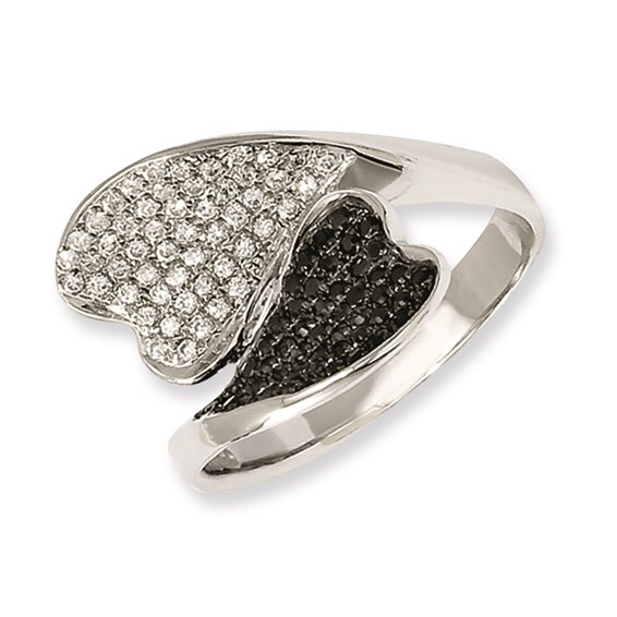 Sterling Silver & CZ Brilliant Embers Hearts Ring