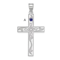 Sterling Silver Rh-plt Crystal Family Cross Pendant view 1