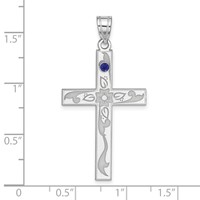 Sterling Silver Rh-plt Crystal Family Cross Pendant view 5