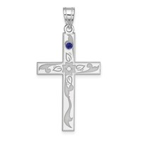 Sterling Silver Rh-plt Crystal Family Cross Pendant view 2