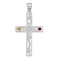Sterling Silver Rh-plt Crystal Family Cross Pendant view 2