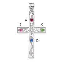 Sterling Silver Rh-plt Crystal Family Cross Pendant view 1