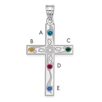 Sterling Silver Rh-plt Crystal Family Cross Pendant view 1