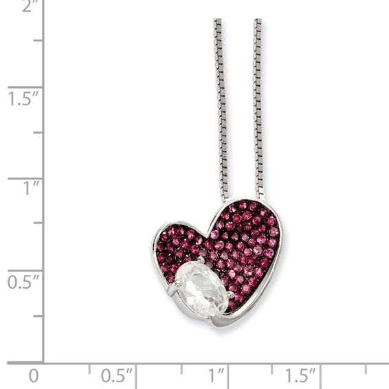 Sterling Silver & CZ Brilliant Embers Pink Heart Necklace