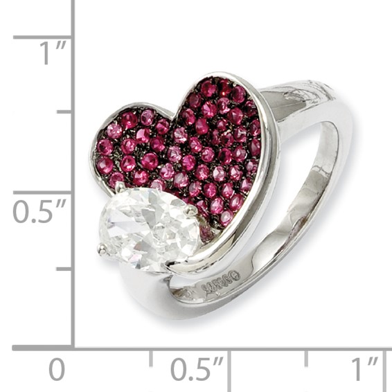 Sterling Silver & CZ Brilliant Embers Pink Heart Ring