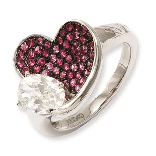 Sterling Silver & CZ Brilliant Embers Pink Heart Ring