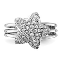 Sterling Silver & CZ Star Ring view 5