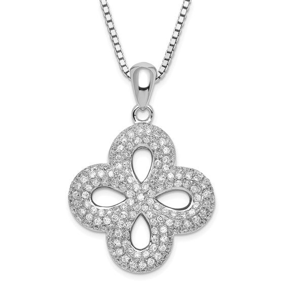 Sterling Silver & CZ Brilliant Embers w/ 2in ext Necklace