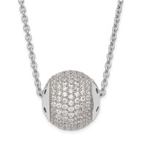 Sterling Silver & CZ Bead Brilliant Embers W 2in Ext Necklace view 1