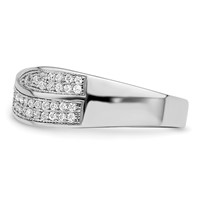 Brilliant Embers Sterling Silver Rhodium-plated 72 Stone Criss Cross Micro Pavé CZ Ring view 3