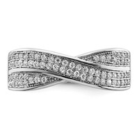 Brilliant Embers Sterling Silver Rhodium-plated 72 Stone Criss Cross Micro Pavé CZ Ring view 4