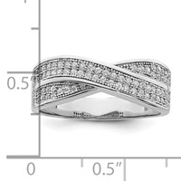 Brilliant Embers Sterling Silver Rhodium-plated 72 Stone Criss Cross Micro Pavé CZ Ring view 5